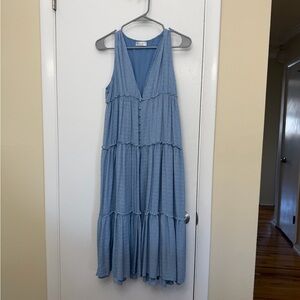 Shop Neighbor Blue Tiered Skirt Maxi Dress